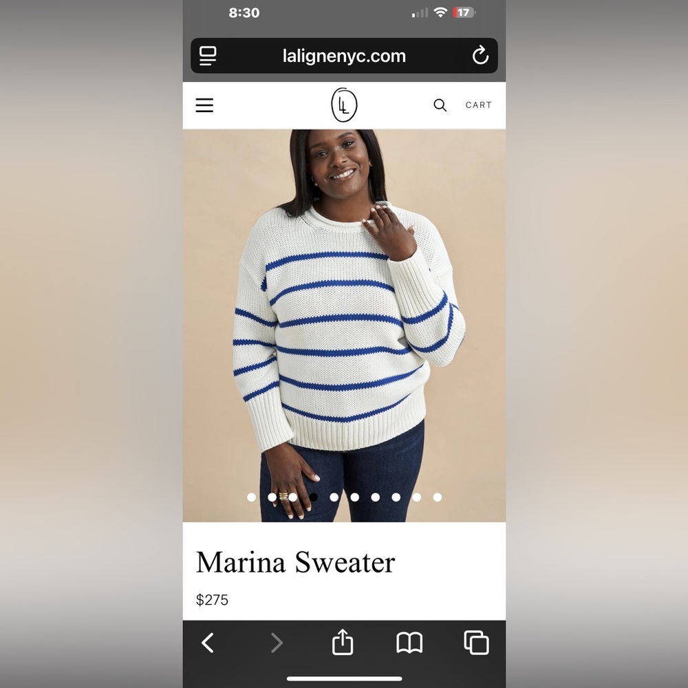 La Ligne Cream and Blue Rollneck Sweater